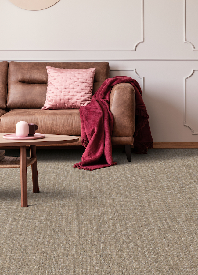 brown textured carpets in a stylish living room